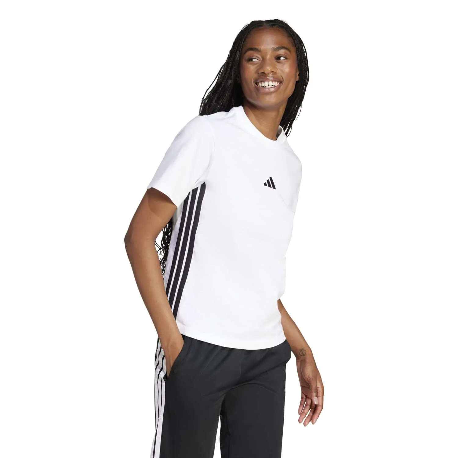 adidas Kadın 3 Şeritli Beyaz Essentials Tişört JD0844 - Görsel 2