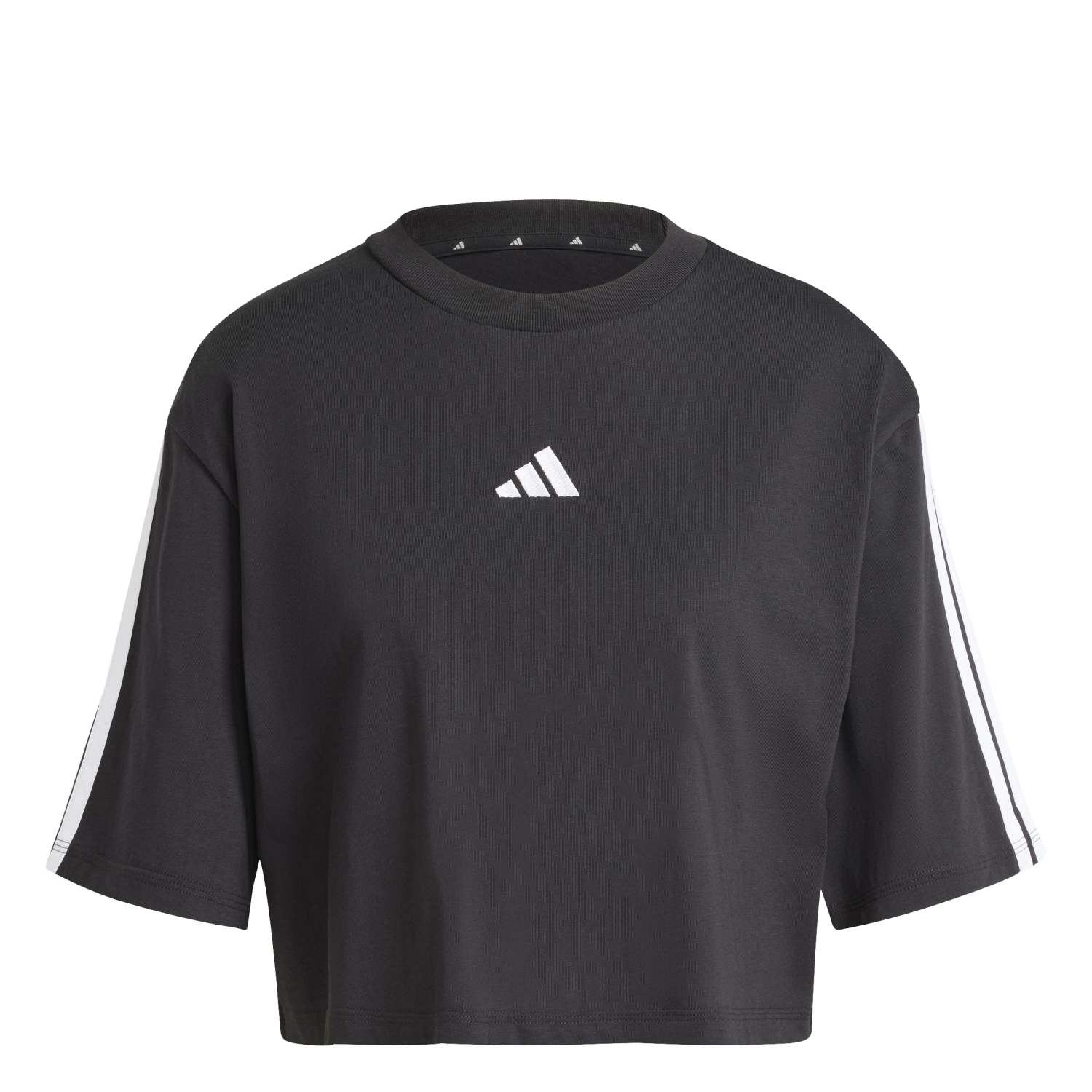 adidas Kadın Siyah Essentials 3 Şeritli Tişört JD4998