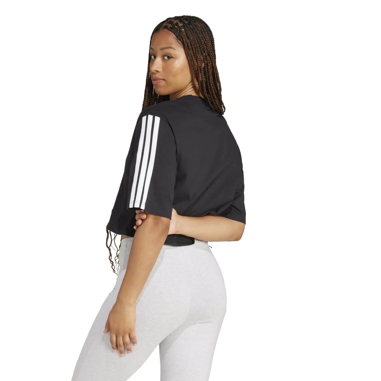 adidas Kadın Siyah Essentials 3 Şeritli Tişört JD4998 - Görsel 5