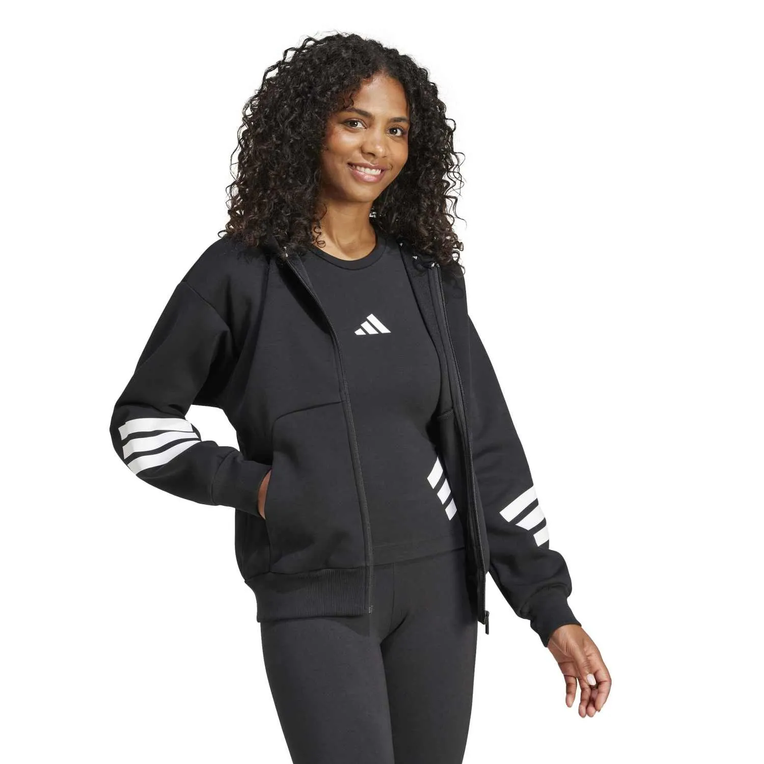 adidas Kadın Future Icon 3-Stripes Siyah Eşofman Üstü JE0171 - Görsel 4