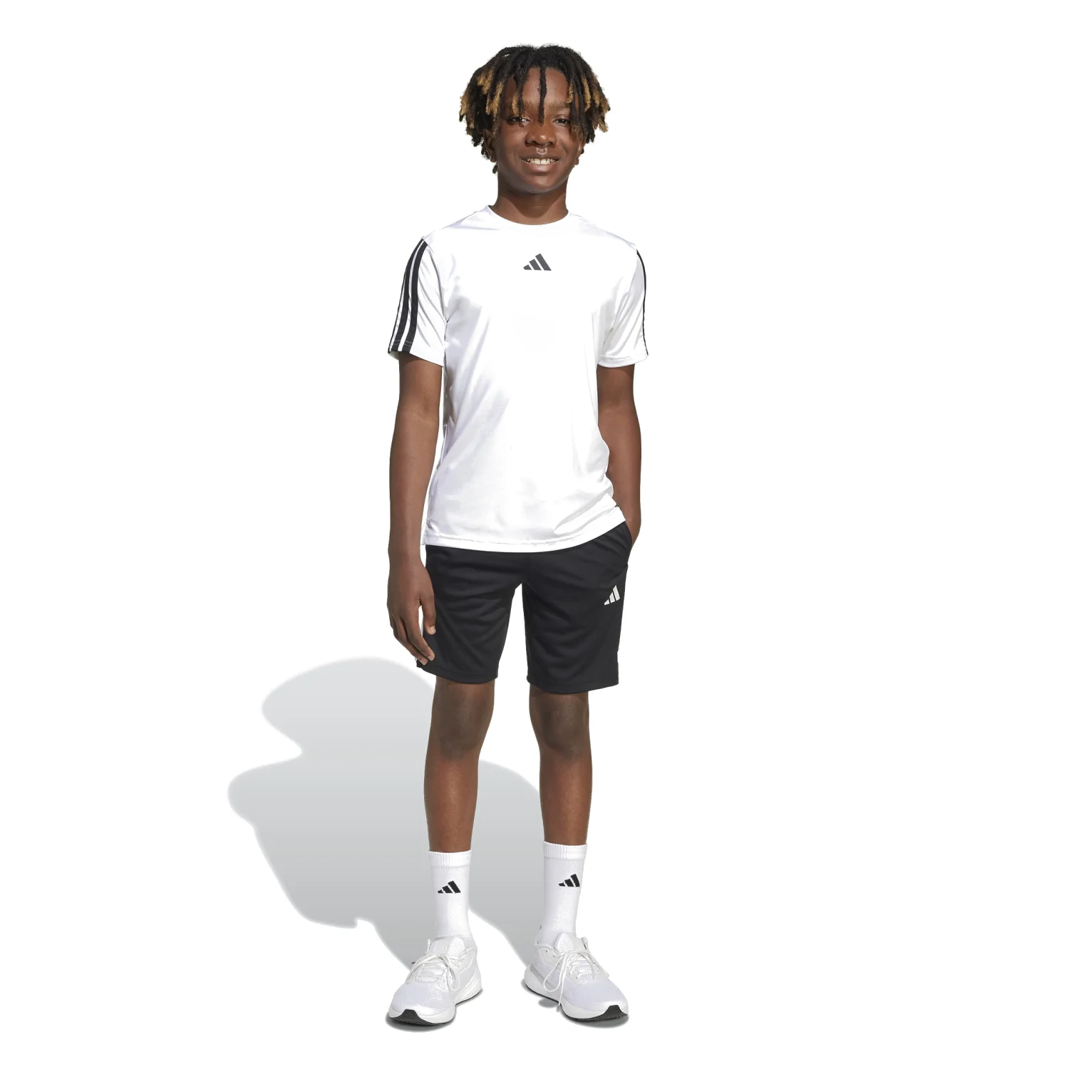 adidas Çocuk Siyah Essentials 3 Şeritli Şort JJ1038 - Görsel 4
