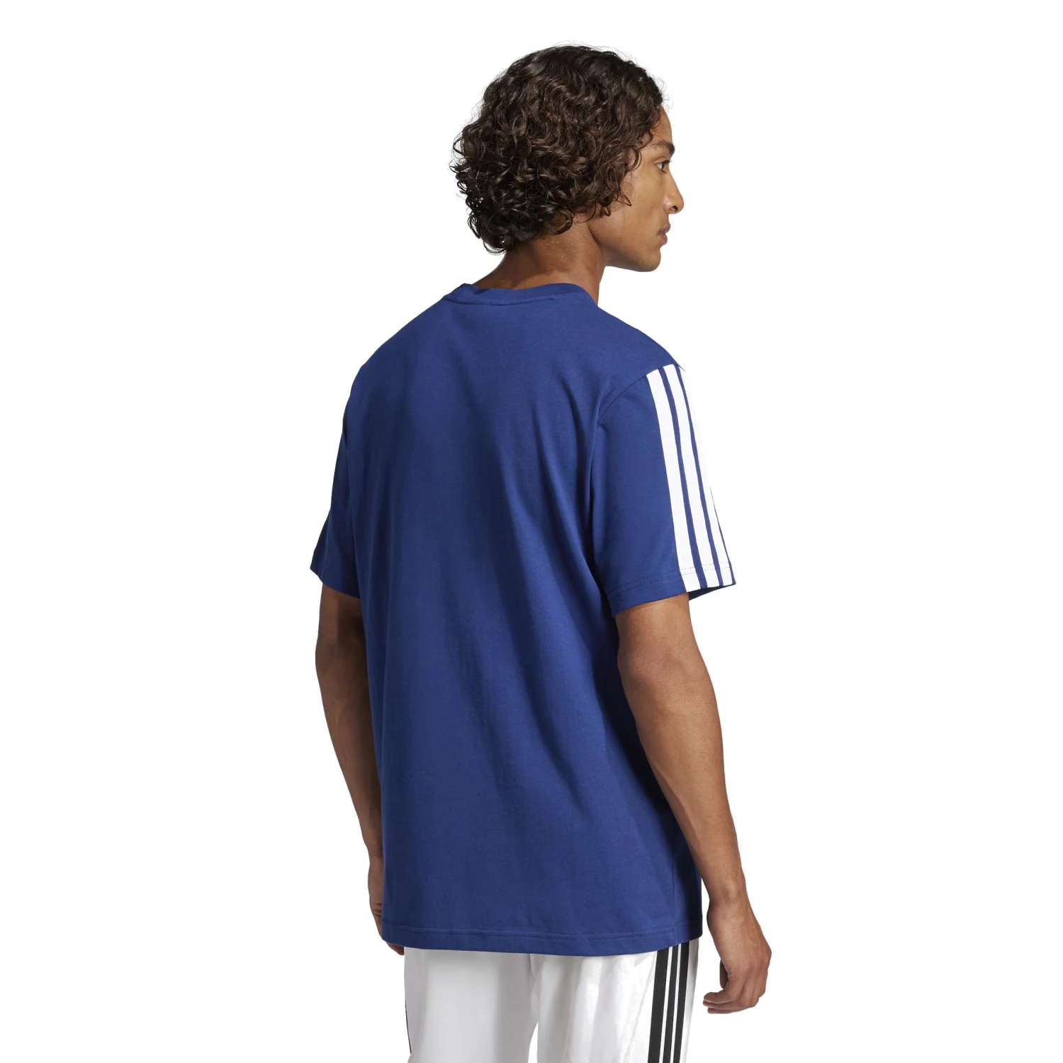 adidas Erkek 3 Şeritli Mavi Tişört JW1950 - Görsel 3