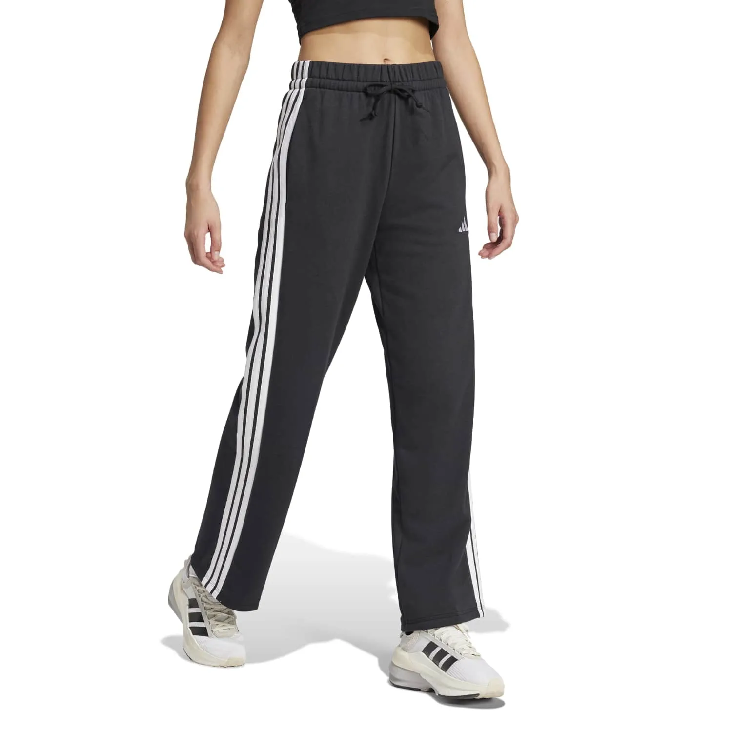 adidas Kadın 3 Şeritli Açık Paça Siyah Eşofman Altı JW7182 - Görsel 2