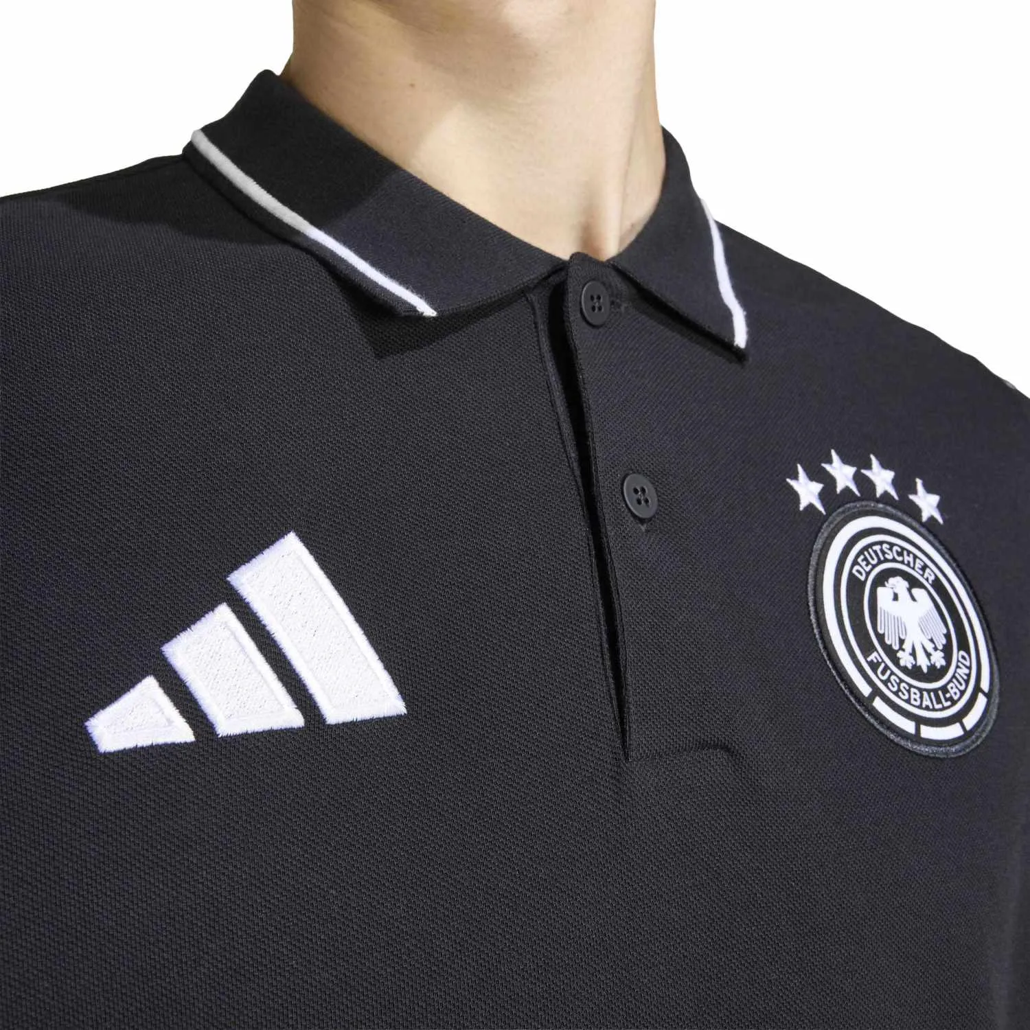 adidas Almanya DNA Erkek Siyah Polo Yaka Tişört JZ0614 - Görsel 4
