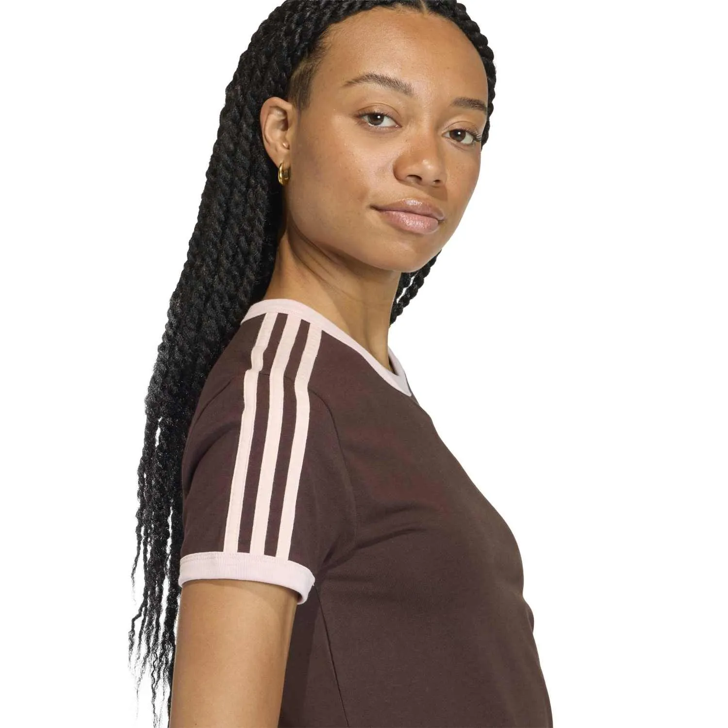 adidas Kadın 3 Şeritli Kahverengi Tişört KC9017 - Görsel 4