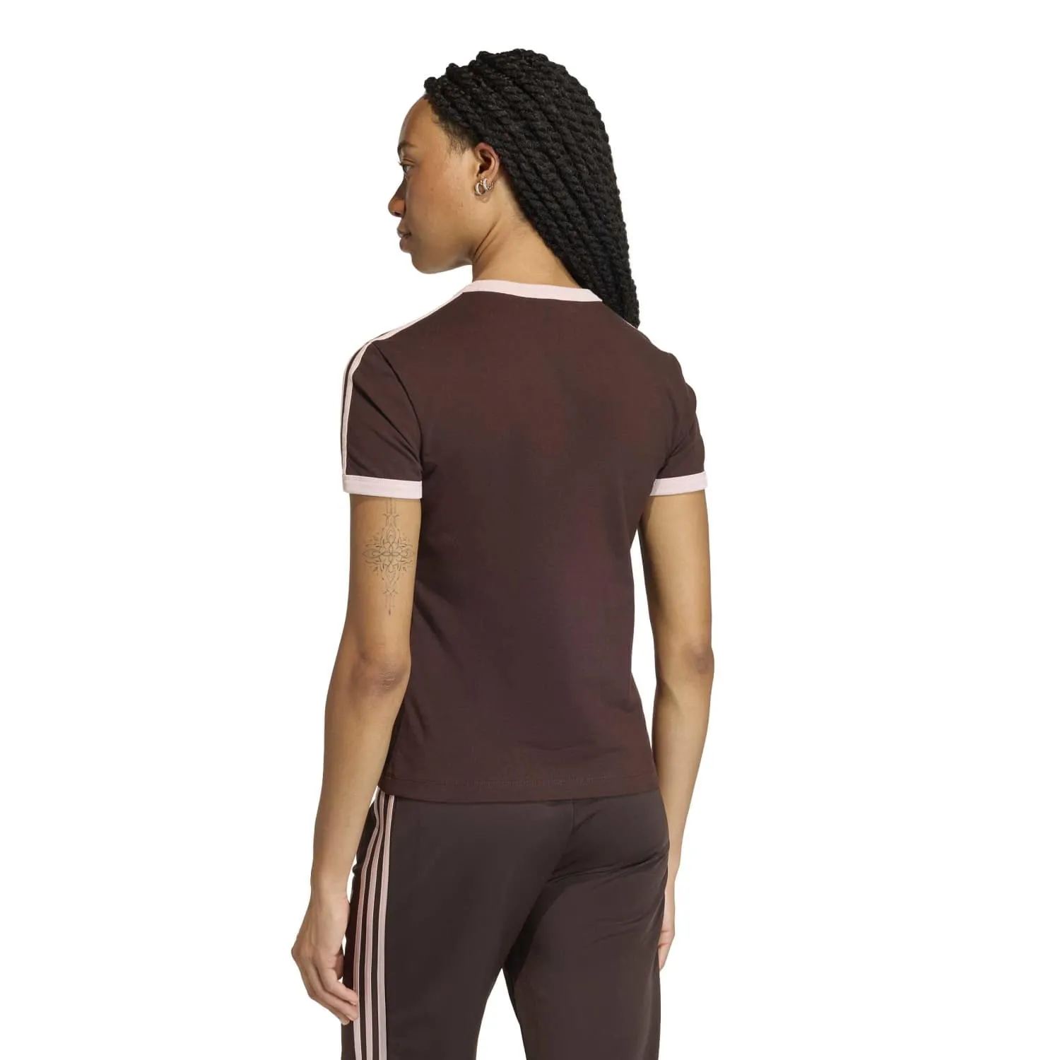adidas Kadın 3 Şeritli Kahverengi Tişört KC9017 - Görsel 5