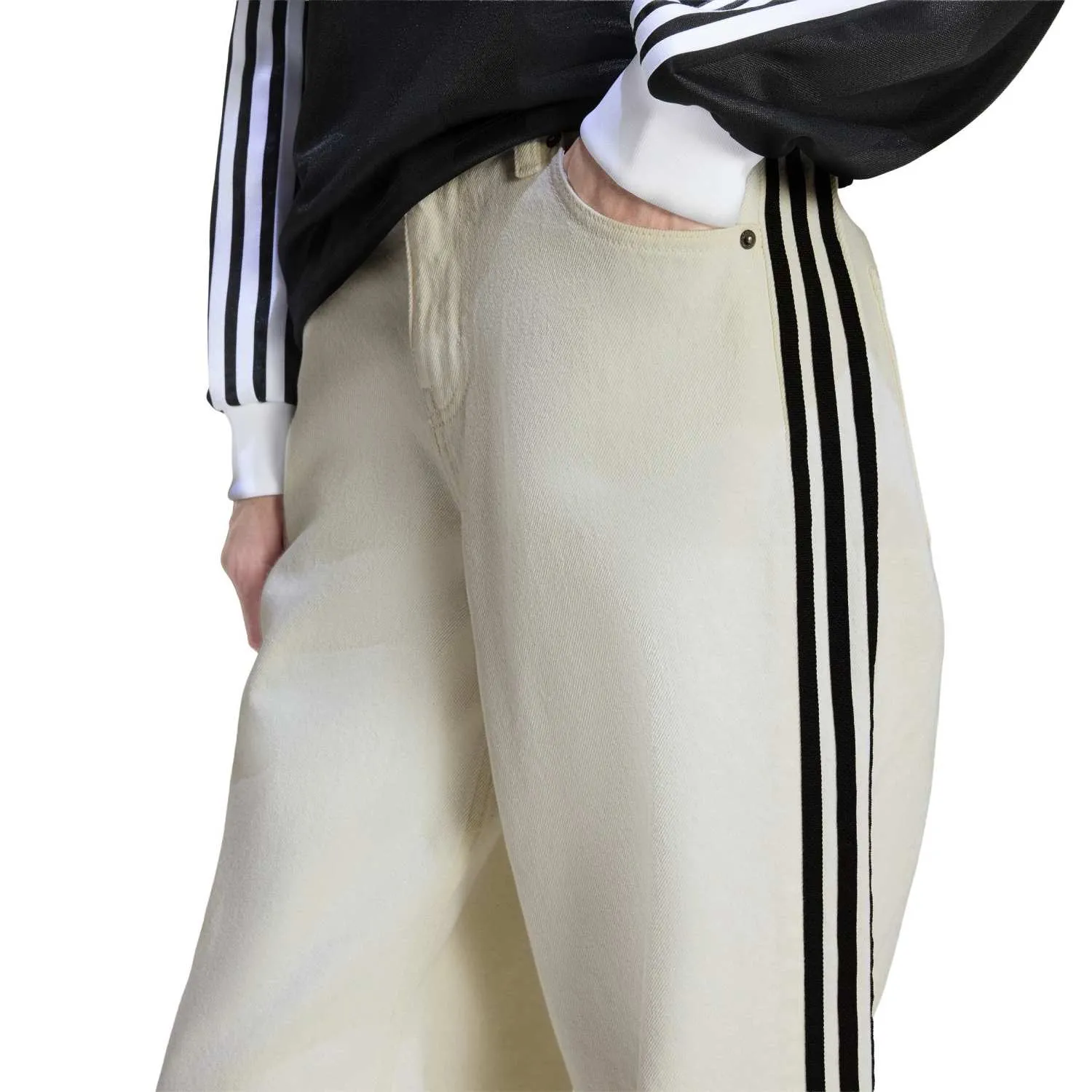 adidas Kadın Firebird Beyaz Denim Pantolonı  KD2895 - Görsel 4