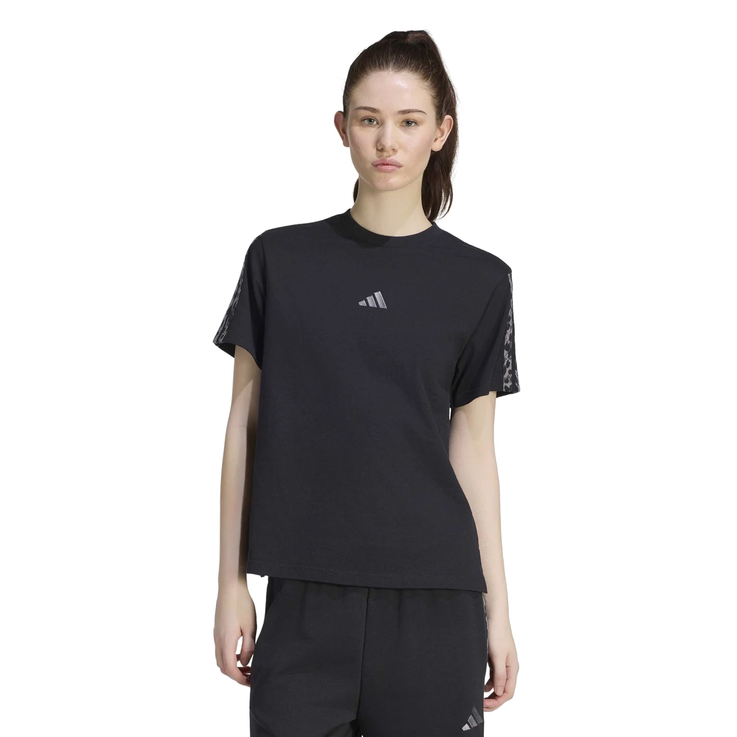 adidas Kadın Siyah Essentials 3 Şeritli Tişört KH1550 - Görsel 2