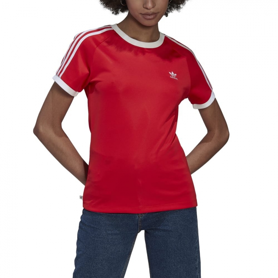 Adidas Kadın Tişört Kırmızı Adicolor Classics Slim 3-Stripes HM6413